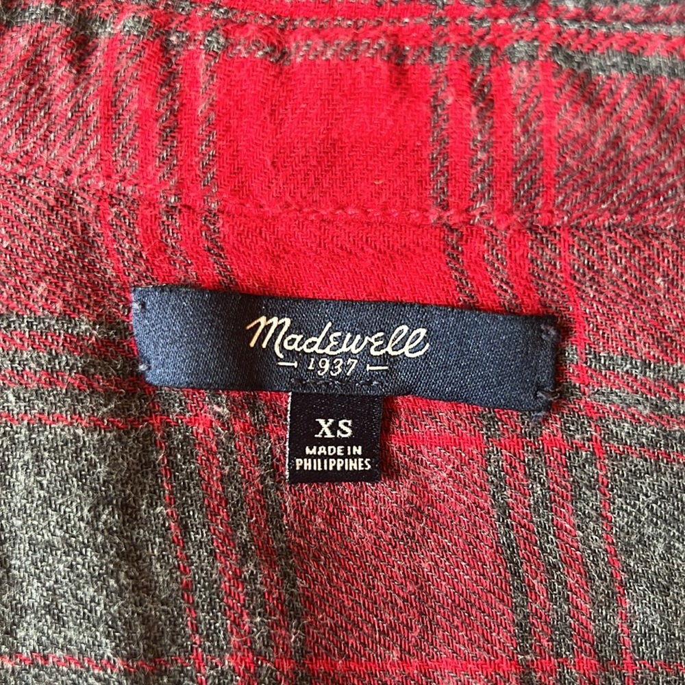 Madewell Ex-Boyfriend Flannel Shirt in Lansing Red Grey Plaid Size XS - Picture 6 of 6